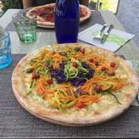 Lovely, colourful vegan pizza of the day at Pizzeria Controvento in Olginate