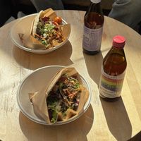 Smashed falafel pita and kombucha   at Hummusson in Malmo