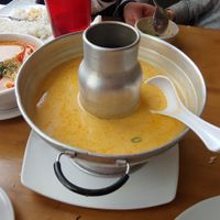 Soup served in warmer. at Thai Chili in Ouray