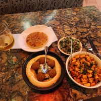 Pita, falafel hummus, tabbouleh, spicy potatoes at Jerusalem in Myrtle Beach