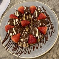 Dark chocolate with banana & strawberries 🍓   at Wafflemeister in Brighton