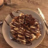 Banana, peanut butter and dark choc. Yum! at Wafflemeister in Brighton