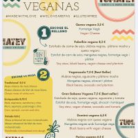 Vegan arepas section  at Tumatey in Barcelona