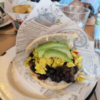 Scrambled tofu arepa at Tumatey in Barcelona