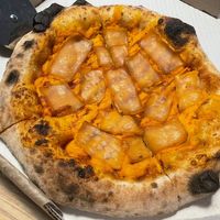 Bacon and cheddar pizza at Planet Vegan in Sao Paulo