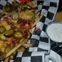Garbage fries with vegan ranch at Mid City Grill in Johnson City
