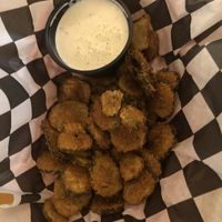 Fried pickles. Wrong ranch dip at Mid City Grill in Johnson City