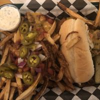 Philly and garbage fries  at Mid City Grill in Johnson City