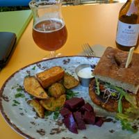 Buckwheat burger and IPA  at Funky Fresh Cafe - DogA in Oslo