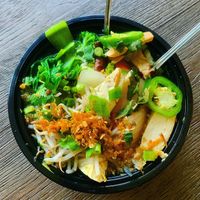 Vegan pho looked appetizing but was flavorless. at Bleu Ginger in Groton