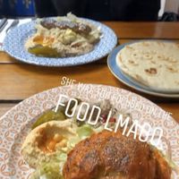 Set lunch - roasted cauliflower, pita, hummus, Baba Ganoush, salad  at Maison Libanaise in Hong Kong Island