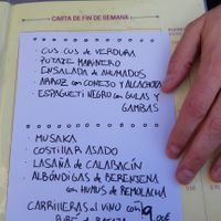 The menu so as 01/02/2019 (dishes are charged individually on the weekend). Cous-cous and aubergine meatballs are the vegan choices at Achuri in Madrid