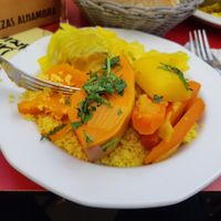 First course (vegan): veg cous-cous at Achuri in Madrid