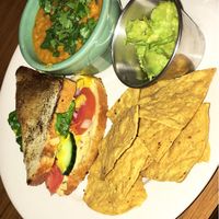 Hummus and veggie sandwhich with lentil sou at Red Herring in Urbana