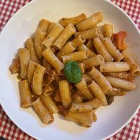 Pasta Trevi’s: secret sauce, onions, olives and paprika   at Trevi's in Amsterdam