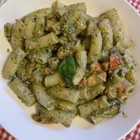 Maccheroni pesto: maccheroni, pesto and cherry tomatoes. My favorite!  at Trevi's in Amsterdam
