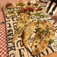Bruschetta back and ‘focaccia' front   at Trevi's in Amsterdam