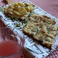 Potato and garlic focaccia   at Trevi's in Amsterdam