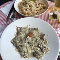 Ravioli truffle and Trevis sauce penne  at Trevi's in Amsterdam