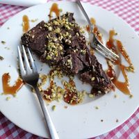 Homemade brownie at Trevi's in Amsterdam