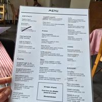 Menu at Trevi's in Amsterdam