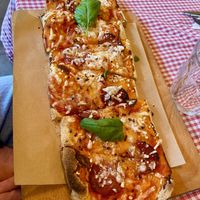 Pizza diabolo: tasty, with melted ‘cheese'  at Trevi's in Amsterdam