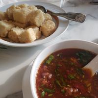 Fried tofu with a savory sauce at Mamak Vegan Kitchen in Chamblee