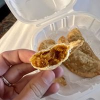 Inside the curry pies  at Mamak Vegan Kitchen in Chamblee