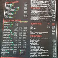 Menu at Royal Watan in Birmingham
