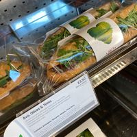 Avocado, sun-dried tomato and olive tapenade in a multigrain baguette with rocket at Pret A Manager in Ashford