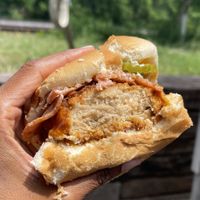 Inside chkn sandwich   at Vuture Food in San Pedro