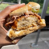 Inside chkn sandwich   at Vuture Food in San Pedro