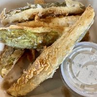 Fried pickle spears   at Vuture Food in San Pedro
