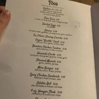 Evening menu  at Macondray in San Francisco