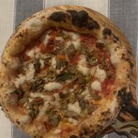 Pizza Vegana with vegan mozzarella & mushrooms, onions, garlic, olives   at Dolce Amore in San Juan Siquijor