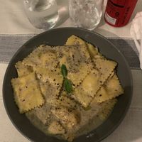 Pumpkin ravioli with truffle sauce  at Dolce Amore in San Juan Siquijor