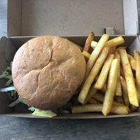 Cheeseburger and fries  at Burger Plant in Dunedin
