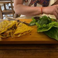 Crepes stuffed with veggies—side of rice paper to roll into spring rolls (staff have us instructions) at Infinity in Con Dao