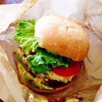 EVO burger! So filling and satisfying.  at Evolution Fast Food in San Diego