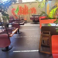 Patio at Evolution Fast Food in San Diego