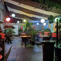 Patio dining at Evolution Fast Food in San Diego