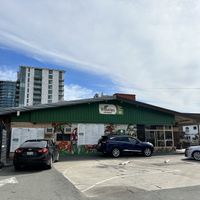 The left side of the restaurant looks like the building is ready for demolition 😯  at Evolution Fast Food in San Diego