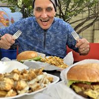 He wasn’t eating all of it.  Lol. Half was for me 😅  at Evolution Fast Food in San Diego