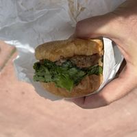 Mushroom Swiss black bean patty  at Evolution Fast Food in San Diego