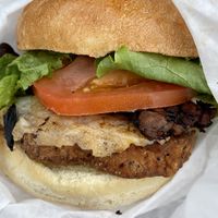 Chicken bacon Swiss  at Evolution Fast Food in San Diego