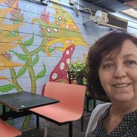 Cozy patio at Evolution Fast Food in San Diego