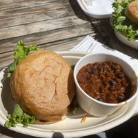 Chicken pesto mozzarella sandwich   at Evolution Fast Food in San Diego