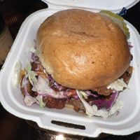 bbq pulled pork sandwich  at Evolution Fast Food in San Diego