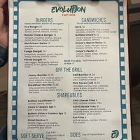 menu!  at Evolution Fast Food in San Diego