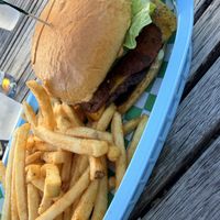 Crispy AF burger   at Evolution Fast Food in San Diego